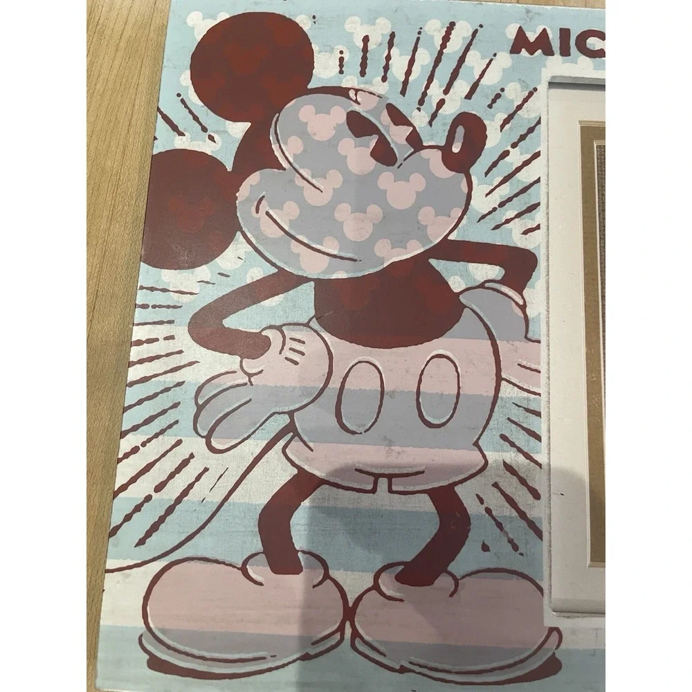 Disney Parks Mickey Mouse Picture Frame Vintage Wood 4x6 5x7 American Classic